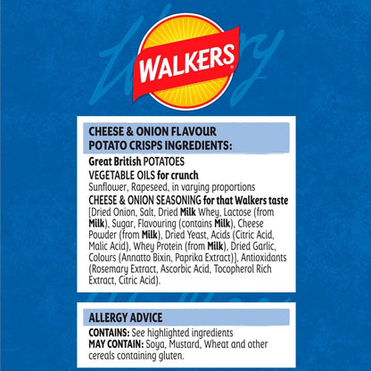 Walkers Crisps: Cheese & Onion - 32.5g (Box of 32)