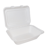 Edenware - Bagasse Clamshell Regular Meal Boxes - Takeaway Food Packaging - 7" x 5" - Pack of 125 - Vending Superstore