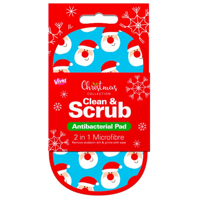 Christmas Design 2 in 1 Antibacterial Scrubbing Pad (Santa) - Vending Superstore
