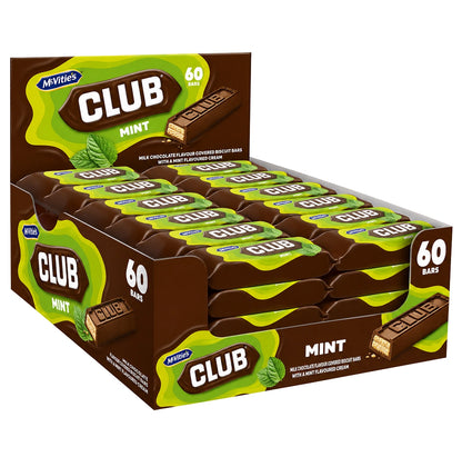 McVitie's Club Mint Biscuit Bars - Individually Wrapped 22g (Box of 60)
