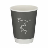 12oz Grey Signature Double Wall Coffee Cup - Takeaway Coffee Cups (Box of 500)