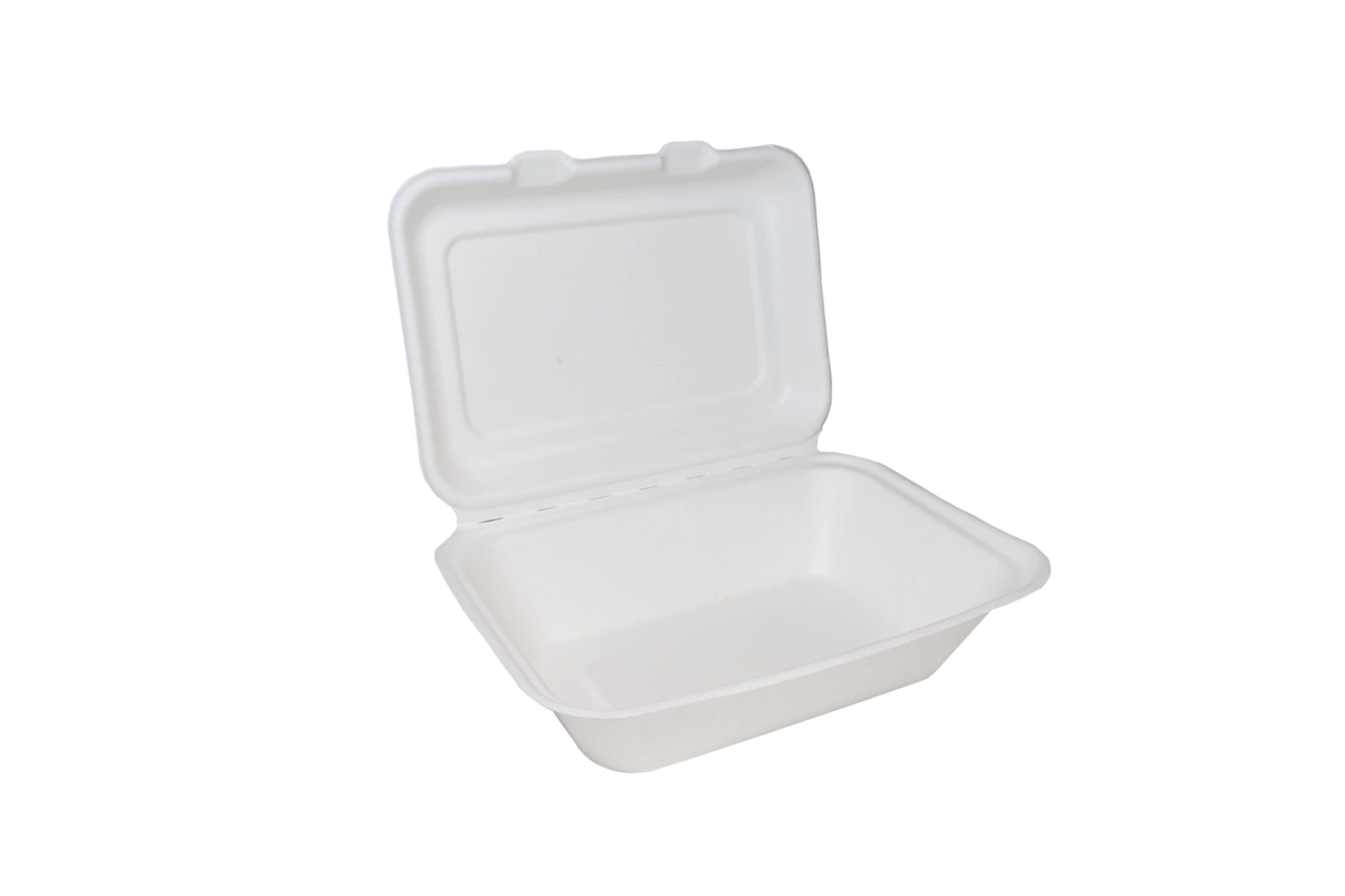 Edenware - Moulded Fibre Clamshell Regular Meal Boxes - Takeaway Food Packaging - 7" x 5" - (Case of 500)