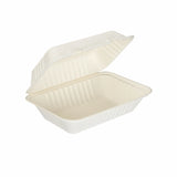 Edenware - Moulded Fibre Clamshell Large Meal Boxes - Takeaway Food Packaging - 9" x 6" - (Case of 250)