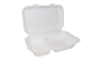 Edenware - Moulded Fibre Clamshell Large Meal Boxes - Takeaway Food Packaging - TWO COMPARTMENT 9" x 6" - (Case of 250)