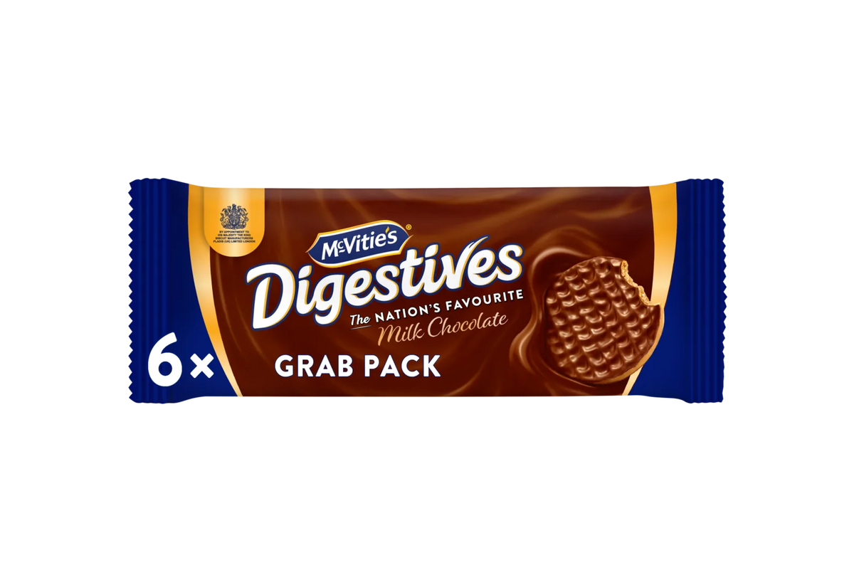 McVities Milk Chocolate Digestives Grab Pack 100g - Pack of 10