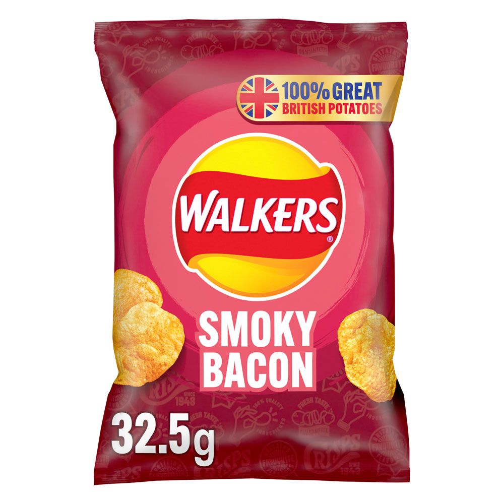 Walkers Crisps: Smoky Bacon - 32.5g (Box of 32)