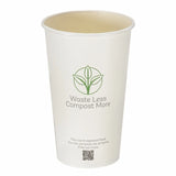16oz White Double Wall Hot Cup – Aqueous Lined Biodegradable (Box of 500)