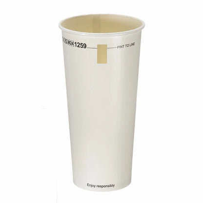 White Paper Pint Tumbler (568ml) with Window – Aqueous Lined Biodegradable(Box of 500)