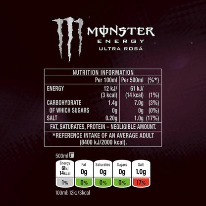 Monster Energy Ultra Rosa - 500ml (Pack of 12)