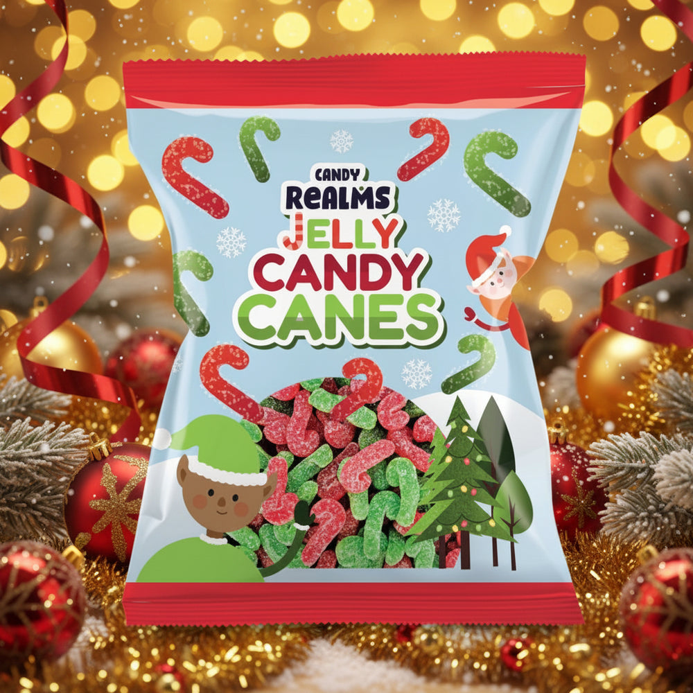 Candy Realms Jelly Candy Canes 170g individual festive bag