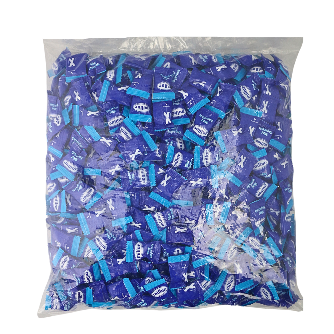 Millar: Individually Wrapped Mint Imperials (Blue Flow Wrap) - 2kg Bulk Bag