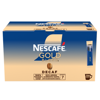 Nescafe Gold Blend Decaf: Individual Coffee Stick Portions - (Box of 200 Sachets)