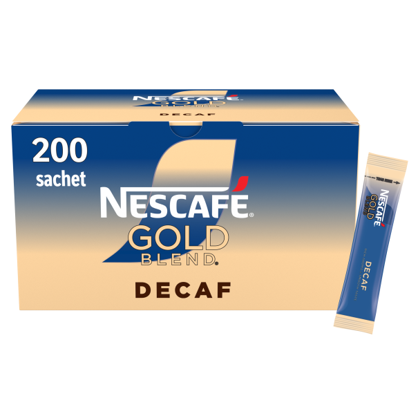 Nescafe Gold Blend Decaf: Individual Coffee Stick Portions - (Box of 200 Sachets)