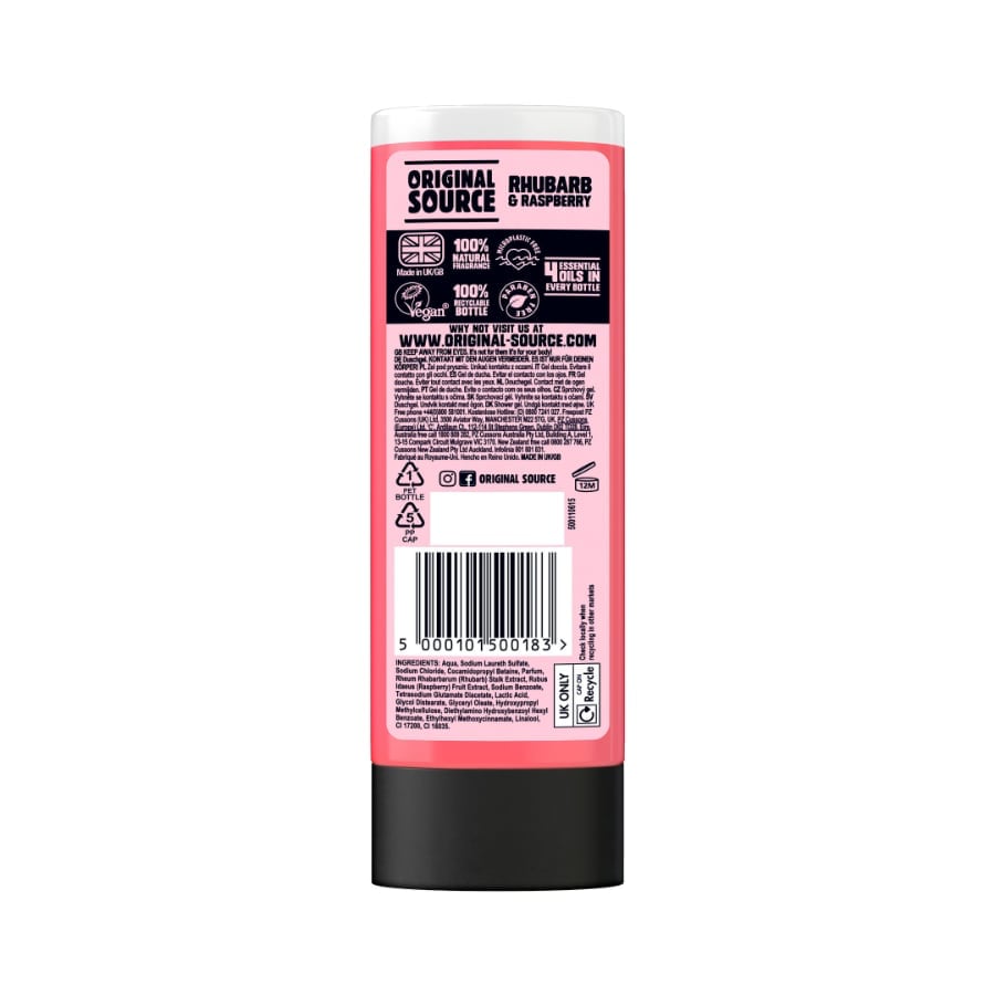 Original Source Rhubarb and Raspberry Shower Gel 250ml - Case of 6