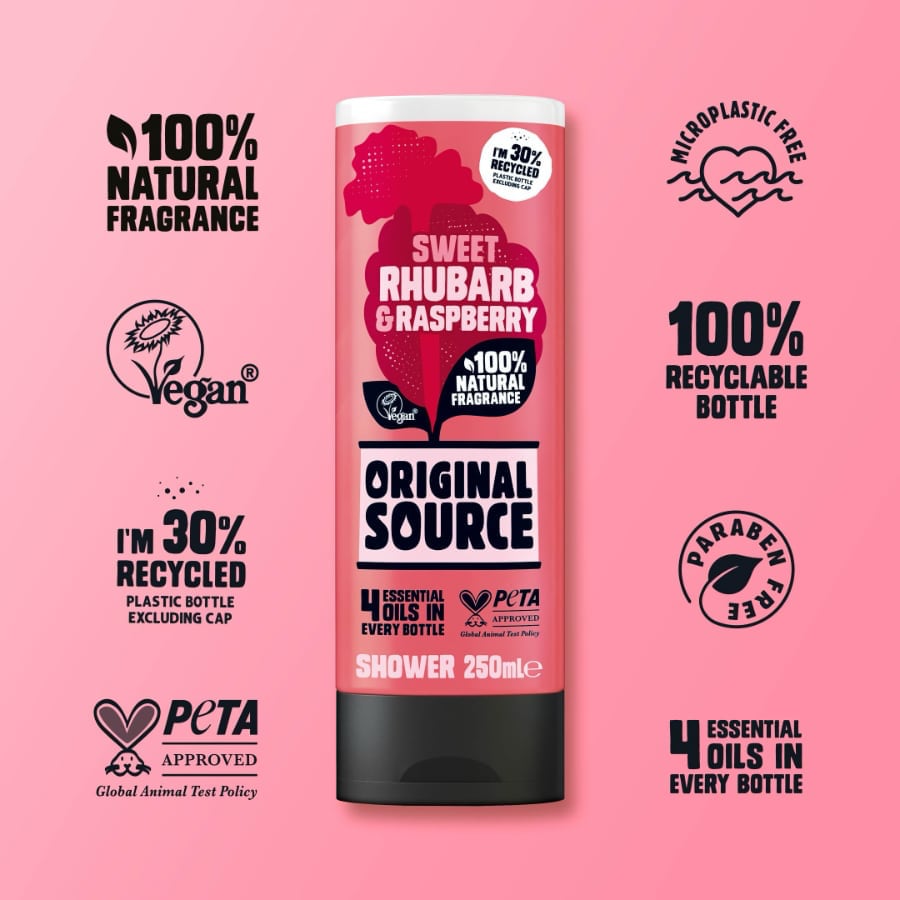 Original Source Rhubarb and Raspberry Shower Gel 250ml - Case of 6