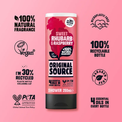 Original Source Rhubarb and Raspberry Shower Gel 250ml - Case of 6