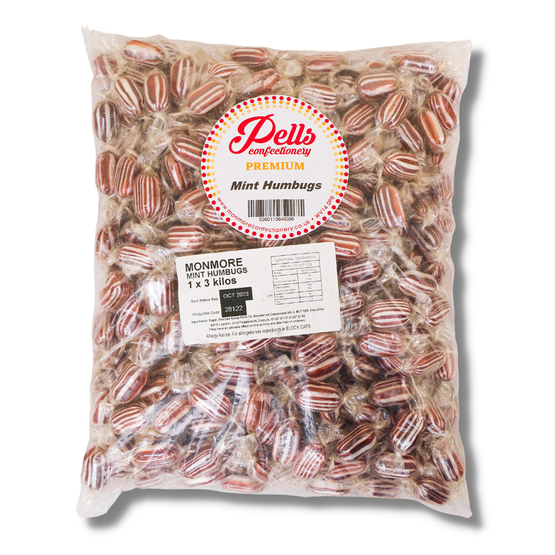 Pells Premium Individually Wrapped Mint Humbugs  - 3kg Bulk Bag