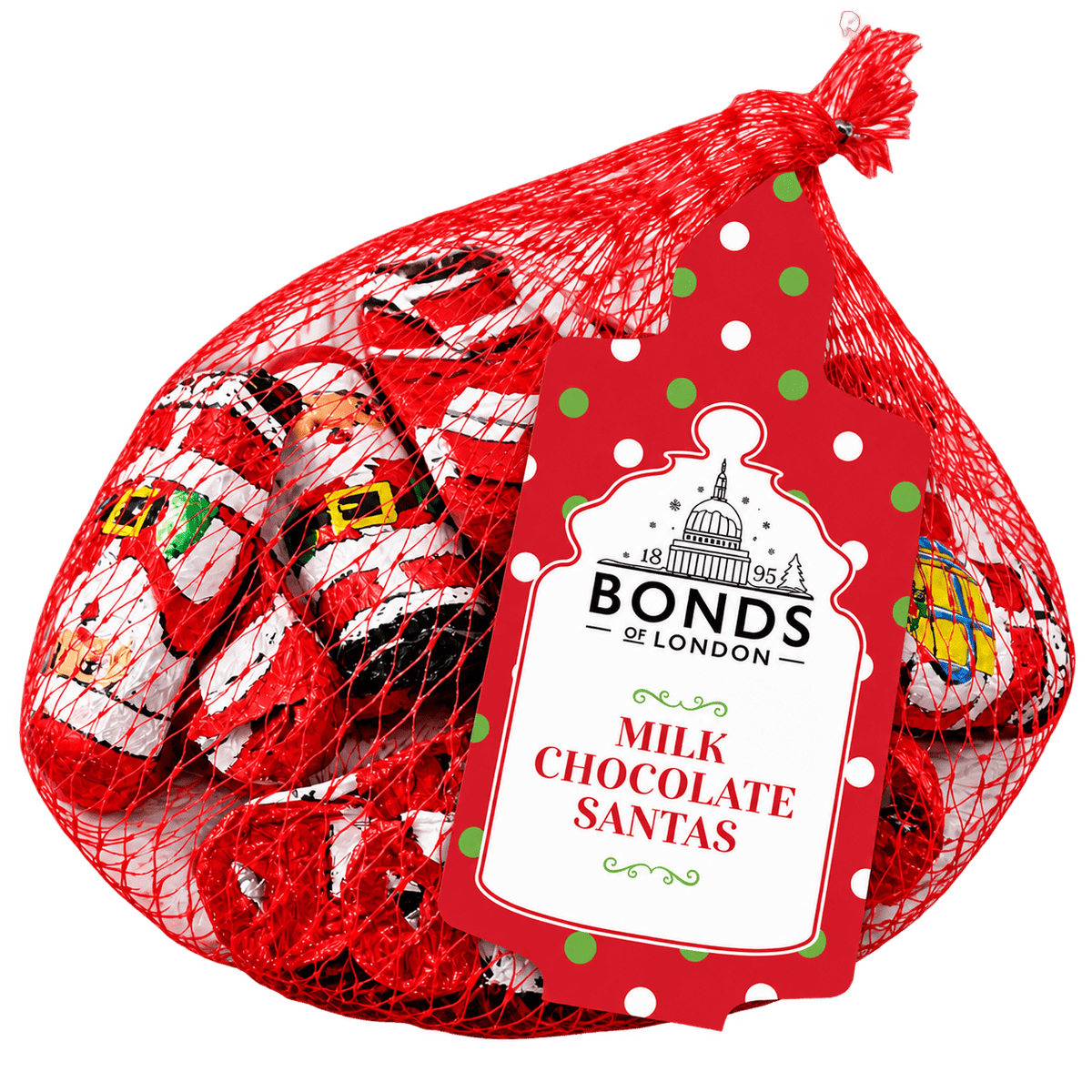 Bonds Milk Chocolate Santas 80g single net of foil-wrapped chocolates