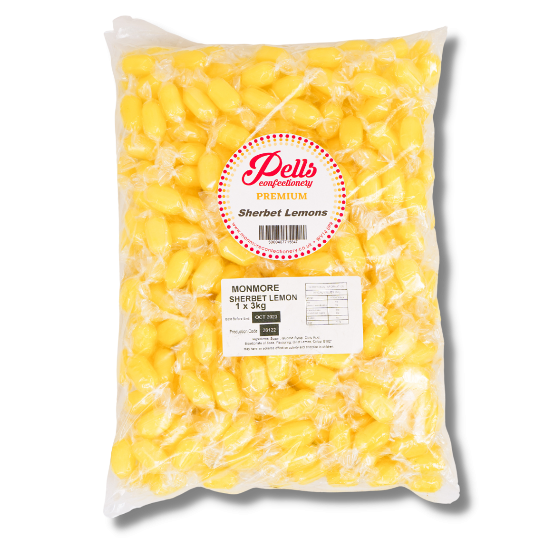 Pells PREMIUM Lemon Sherbet Bulk Bag 3kg  (Individually Wrapped Sweets)