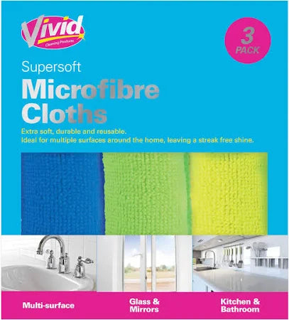 Vivid 3 Pack Microfibre Cloths - Vending Superstore
