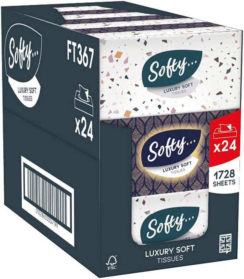 Softy White Facial Tissues - 3Ply 72 Fill (Pack of 24 Boxes)