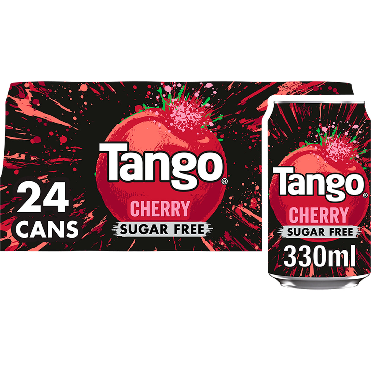 Tango Cherry Sugar Free: Soft Drink Cans - 330ml (Pack of 24)