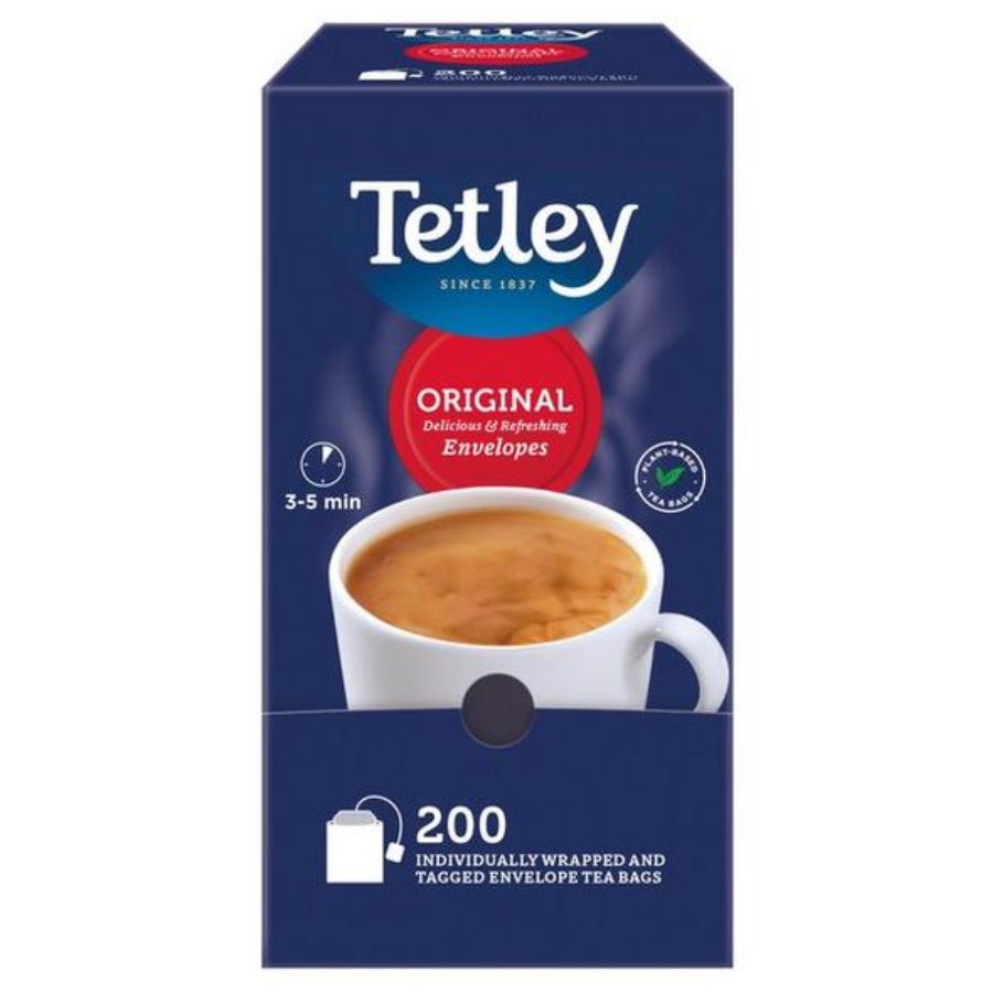 Tetley Tea: Envelope Tea Bags - Individually Wrapped Bags (Box of 200)