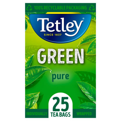 Tetley Green Tea Individually Wrapped Envelope Tea Bags – 25 Pack