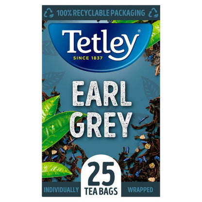 Tetley Earl Grey Individually Wrapped Envelope Tea Bags – 25 Pack