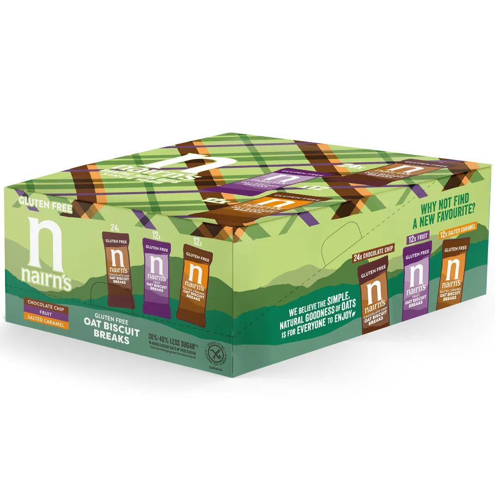 Nairns Gluten Free -Mixed Oats Variety Biscuits Individually Wrapped - Box of 48 (3 Biscuits Per Pack) - Vending Superstore