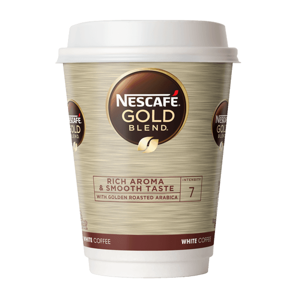 Nescafe &amp; Go - Foil Sealed Drinks: Gold Blend White Coffee - Sleeve Of 8 Cups - Vending Superstore