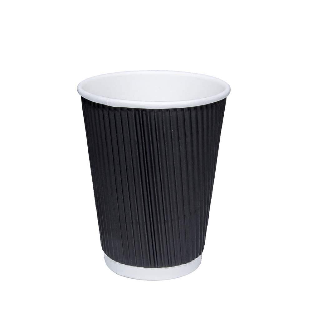 8oz Black Ripple Takeaway Coffee Cups - Case of 500 - Vending Superstore