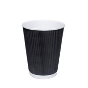 8oz Black Ripple Takeaway Coffee Cups - (Box of 500)