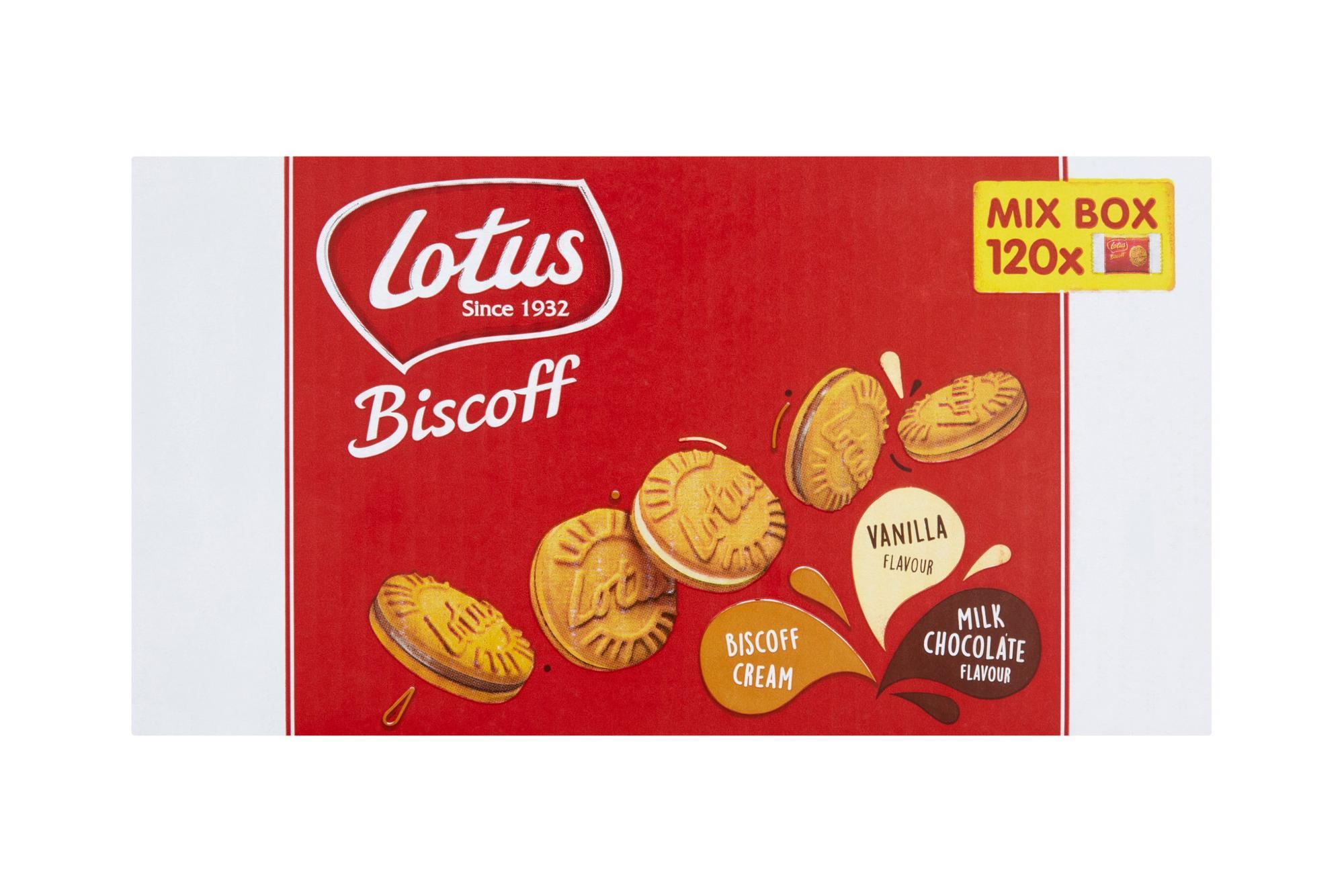 Lotus Biscoff Sandwich Biscuit Assortment - 120 Individually Wrapped Packs - Vending Superstore