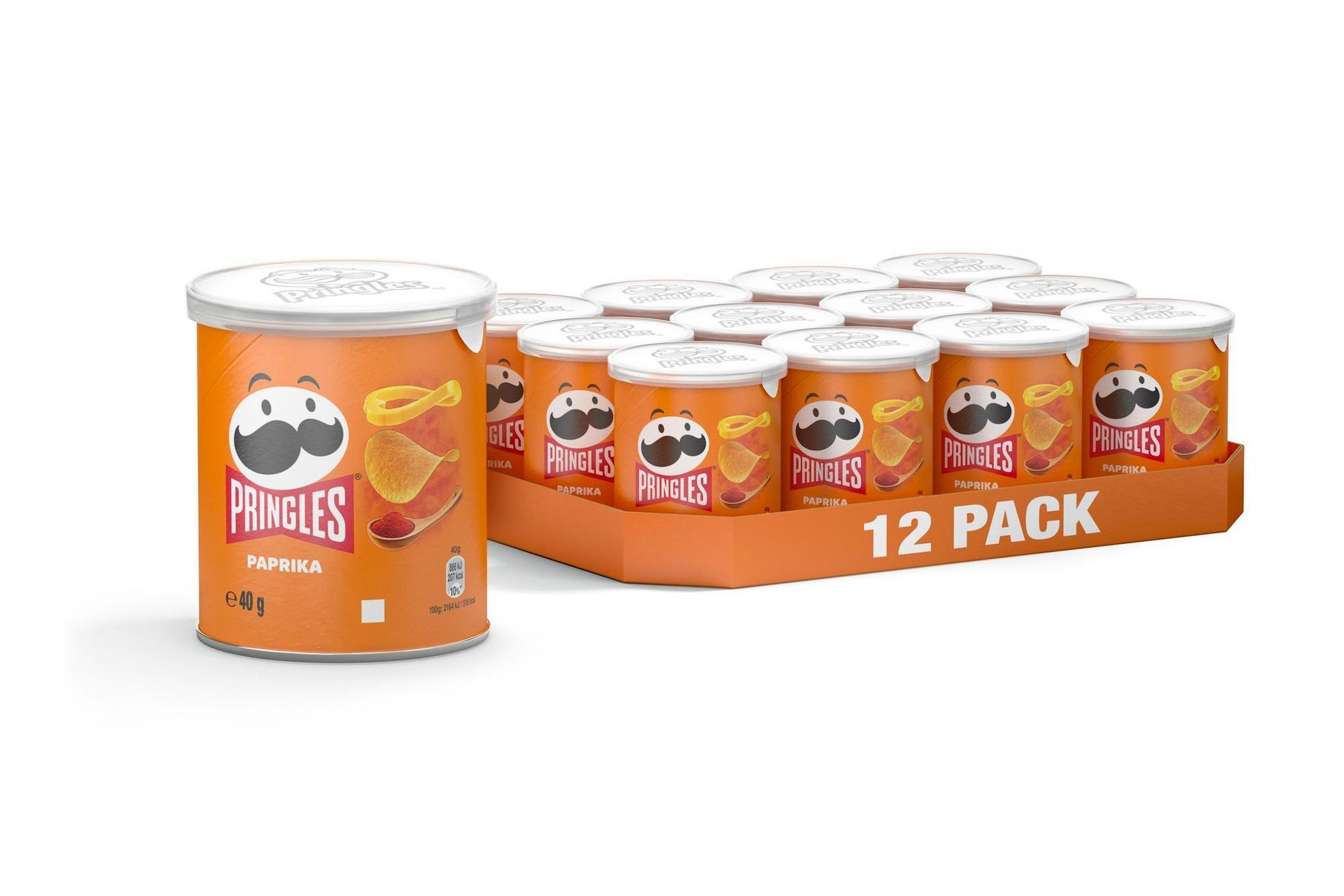 Pringles Paprika Potato Crisps - 12 x 40g - Vending Superstore