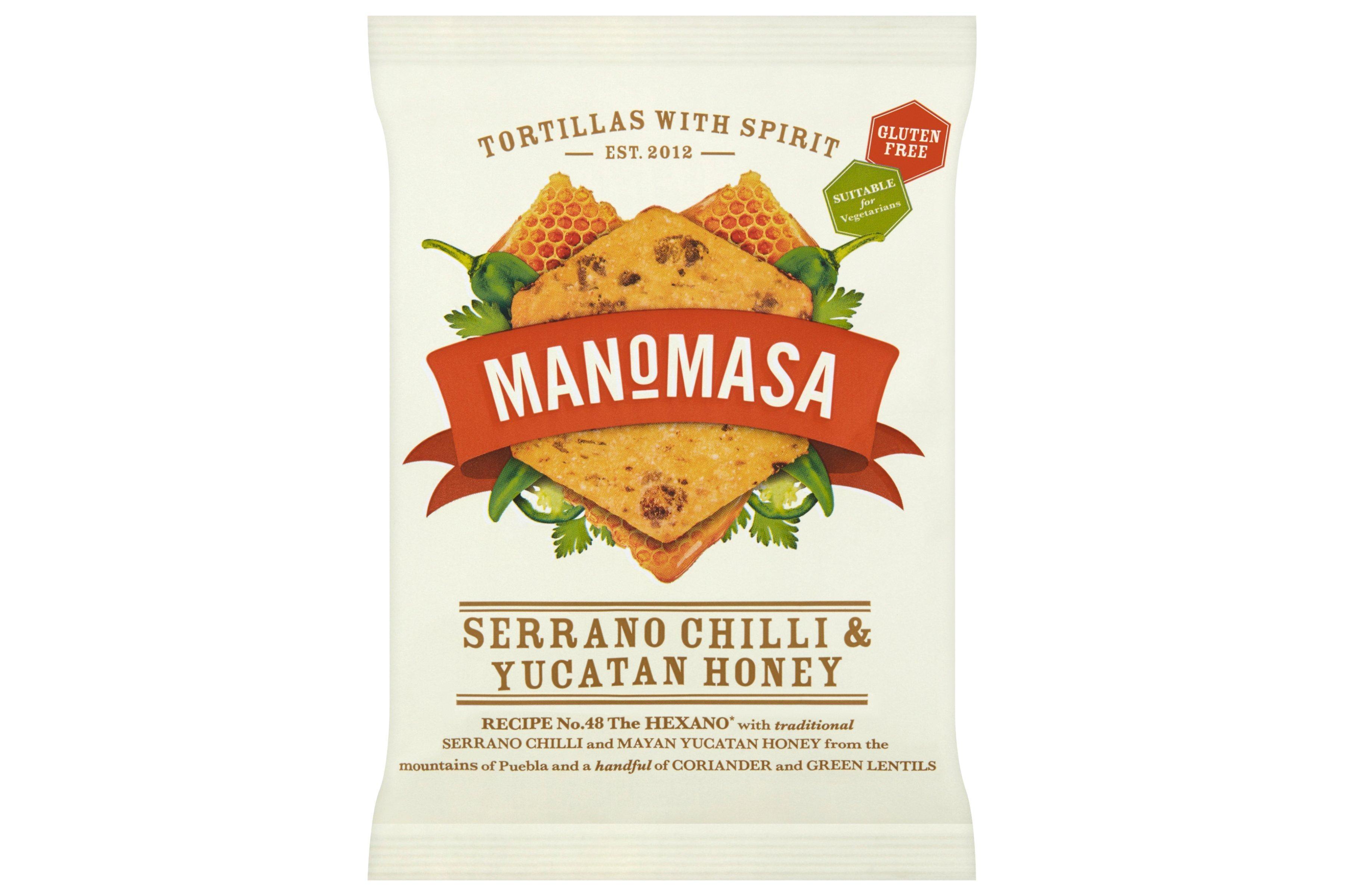Manomasa Serrano Chilli & Yucatan Honey - Tortilla Chips - 16 x 35g Snack Bags (Gluten Free) - Vending Superstore