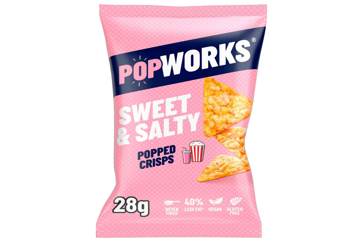 Popworks Sweet & Salty Popped Crisps 18 x 28g - Vending Superstore