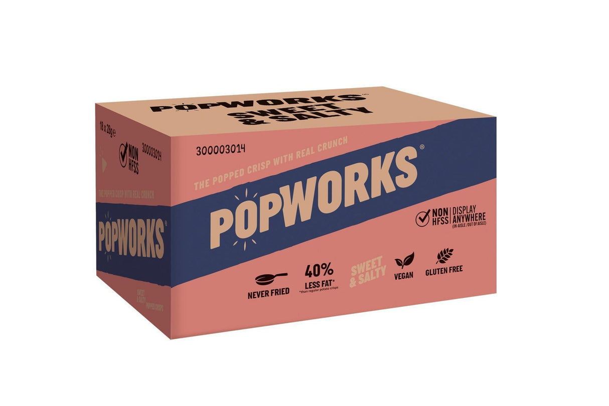 Popworks Sweet & Salty Popped Crisps 18 x 28g - Vending Superstore