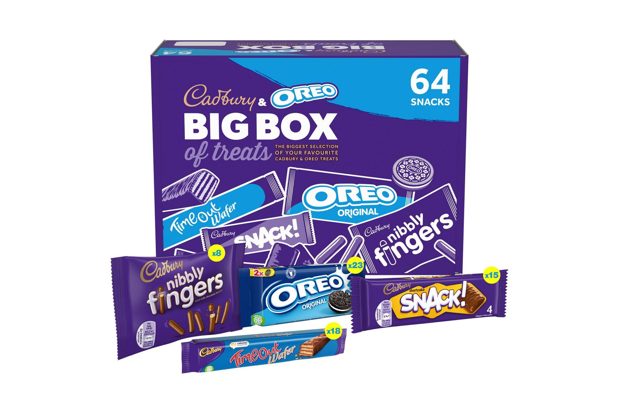 Cadbury & OREO Biscuit Big Box of Treats - 64 Individually Wrapped Biscuit Portion Packs - Vending Superstore