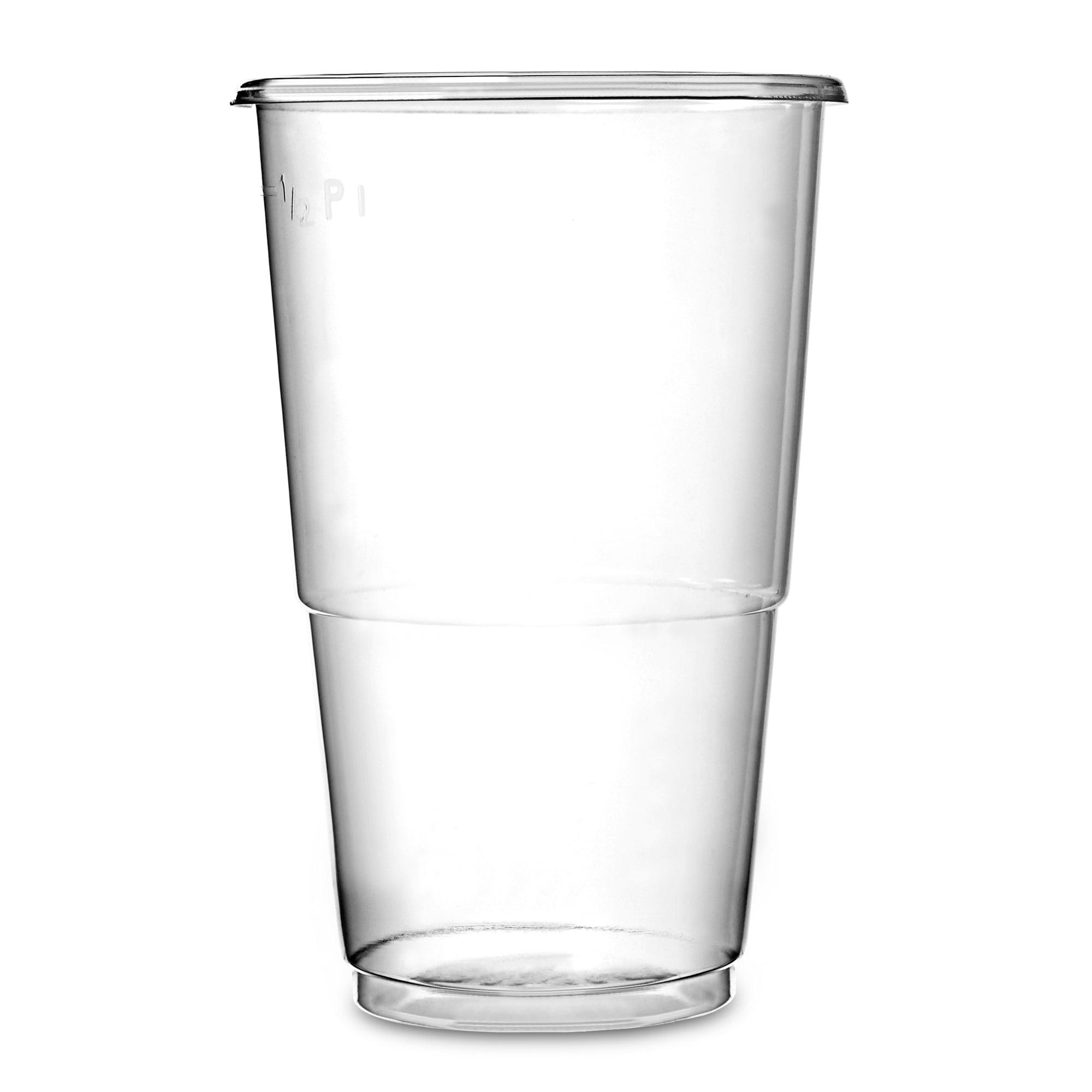 Clear Plastic Half Pint Tumblers; Pint to LINE CE Marked rPET - Case Of 1000 - Vending Superstore