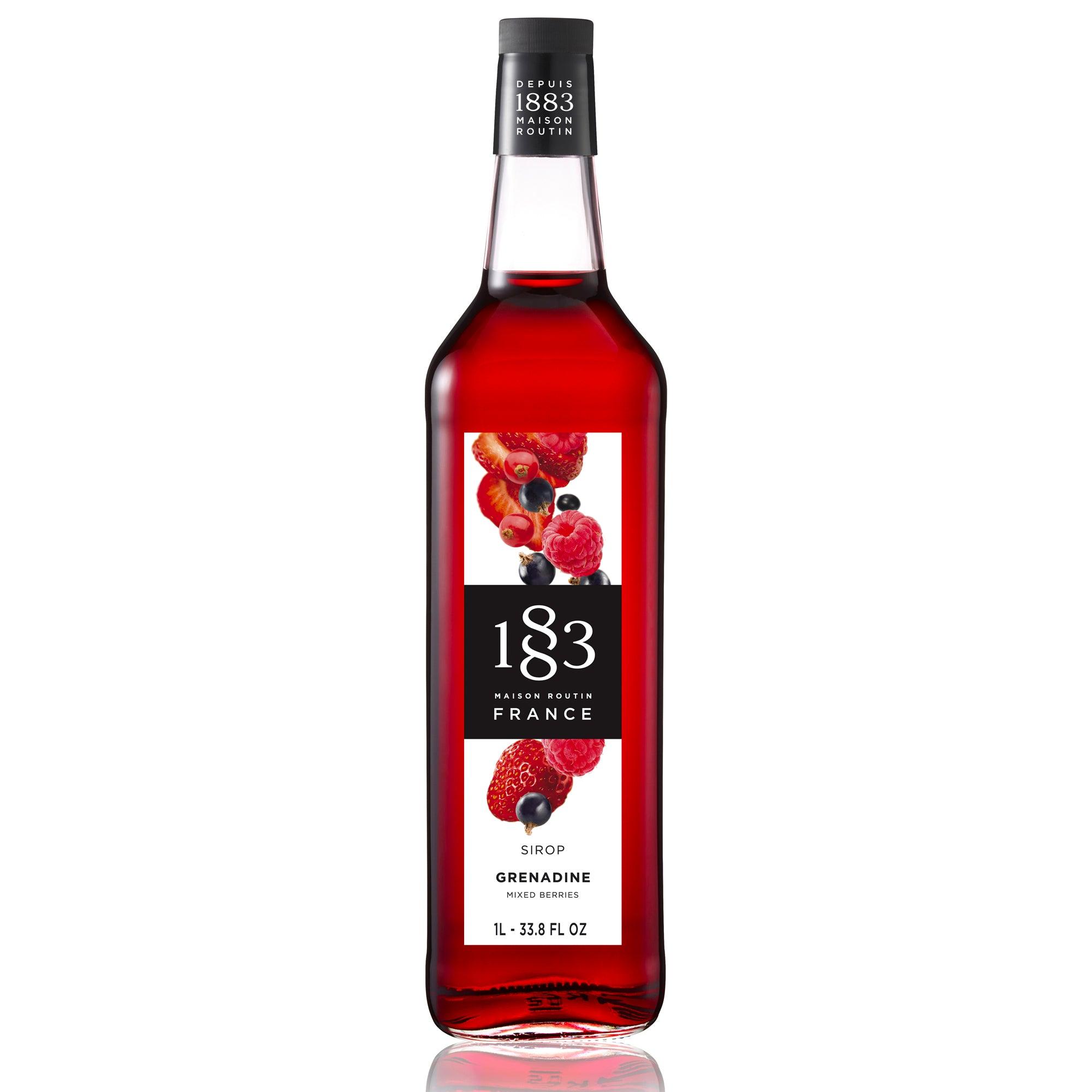 1883 Maison Routin Syrup - 1 Litre Plastic Bottle - Mixed Berries Grenadine Flavour - Vending Superstore
