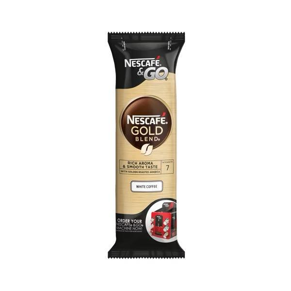 Nescafe &amp; Go - Foil Sealed Drinks: Gold Blend White Coffee - Sleeve Of 8 Cups - Vending Superstore