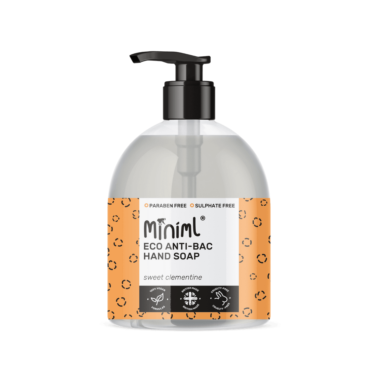 Miniml - Eco Friendly - Anti-Bac Hand Soap - Clementine - 500ml Glass Bottle - Vending Superstore