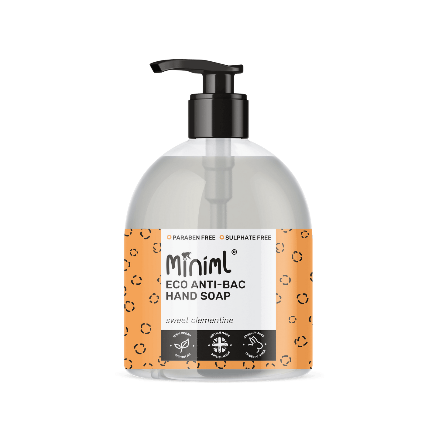 Miniml - Eco Friendly - Anti-Bac Hand Soap - Clementine - 500ml Glass Bottle - Vending Superstore