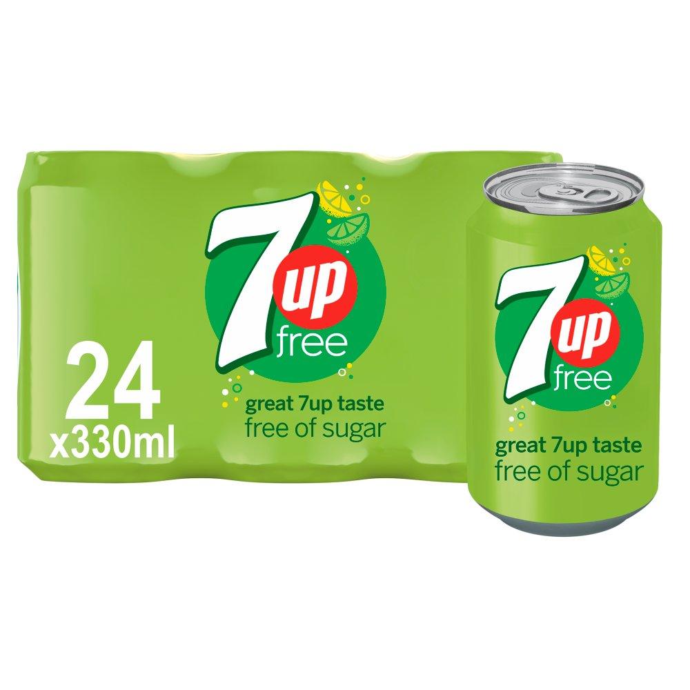 7UP Sugar Free: Soft Drink Cans - 24 x 330ml - Vending Superstore