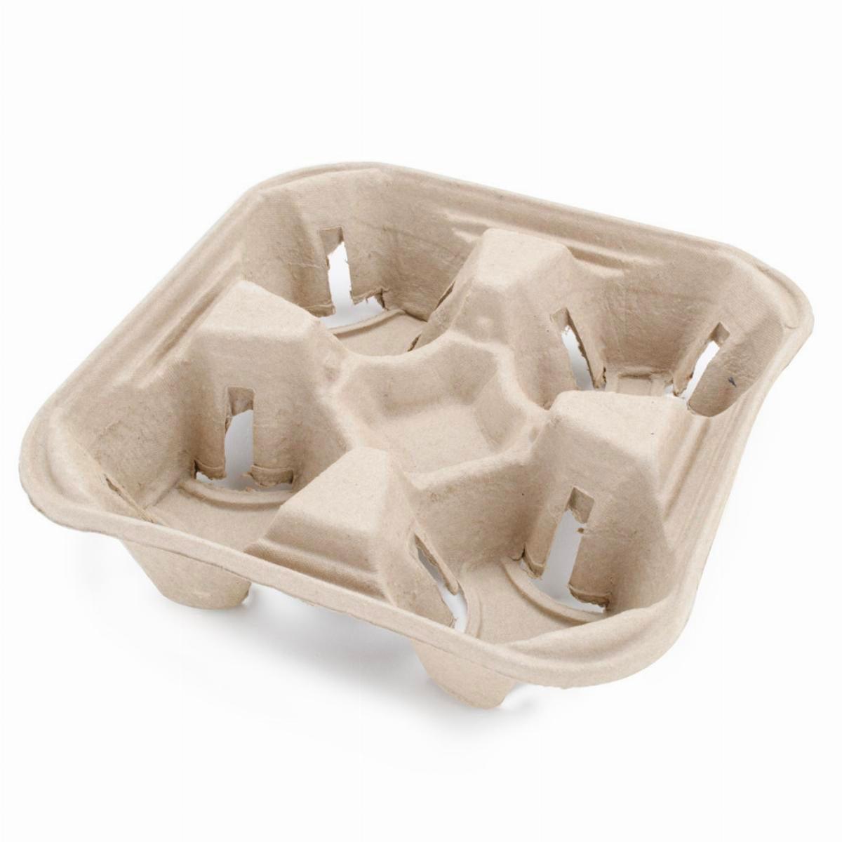 Moulded Fibre Cup Carrier 4 Cup Natural - Pack of 90 - Vending Superstore