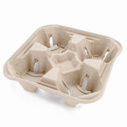 Moulded Fibre Cup Carrier 4 Cup Natural - Pack of 90