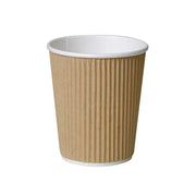 8oz Kraft Ripple Takeaway Coffee Cups - (Box of 500)