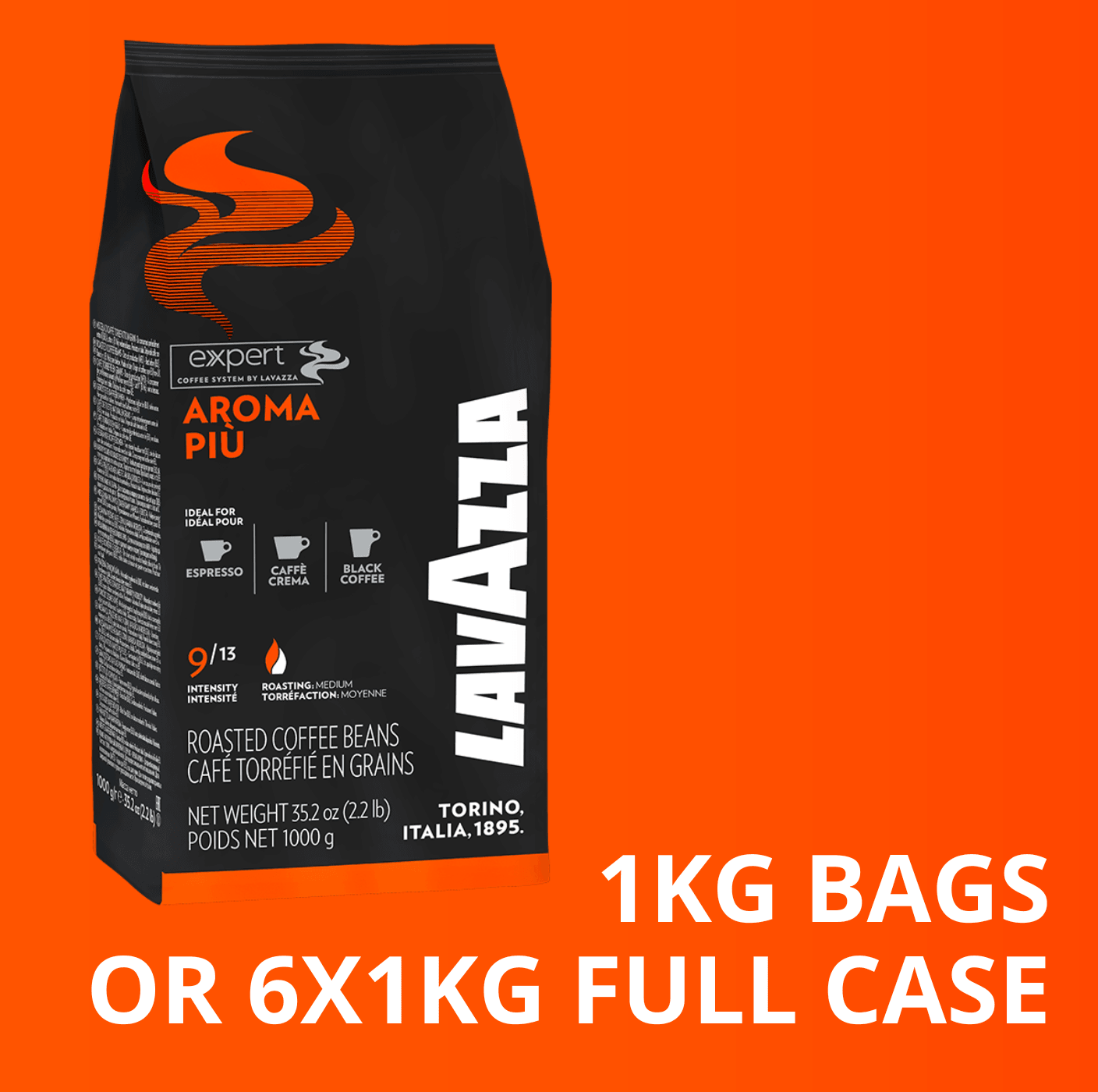 Lavazza Expert Aroma Piu Coffee Beans (1kg Bags or Full Case) - Vending Superstore