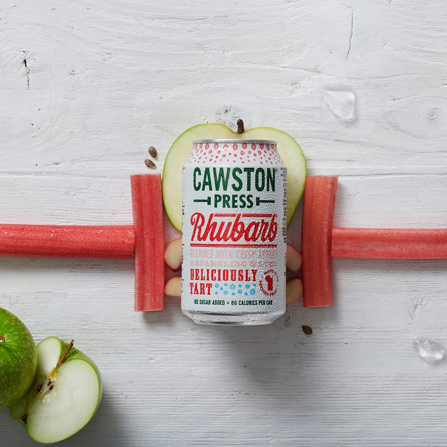 Cawston Press Rhubarb Fizzy Drink Blended With Sparkling Water and Pressed Apple Juice (330ml x 24 cans) - Vending Superstore